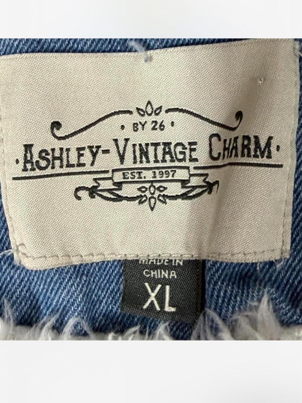 Cropped Denim Sherpa Lined Jacket XL Hooded Y2K Grunge Cozy Blue Jean Jacket - Picture 3 of 5